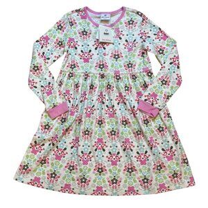 Hanna Andersson Girls Floral Long Sleeve Dress 140‎ Cotton Pink/Multicolor NWT
